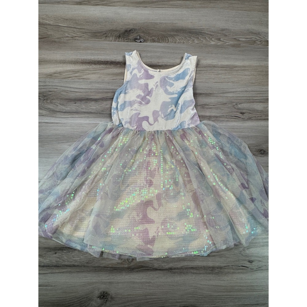Disney Frozen II Girls S 6-6X Tutu Dress Sequin Tulle Watercolor Horse Pastel